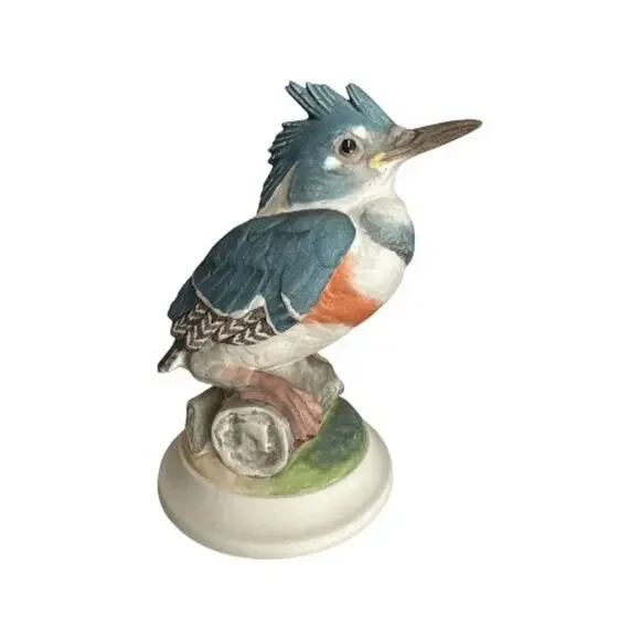 Boehm Fledgling Kingfisher Vintage Bisque Porcelain Bird Figurine